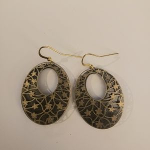 Gold and slate earrings